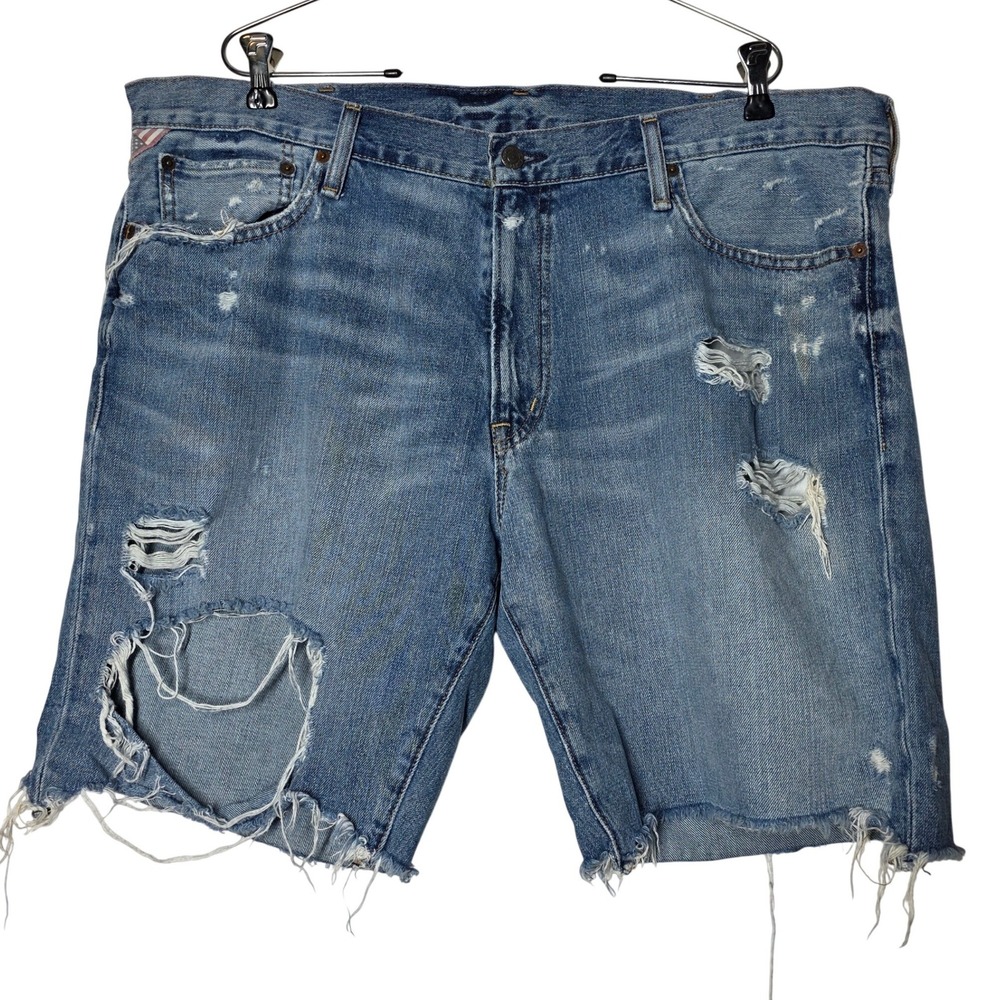 Denim & Supply Ralph Lauren Distressed Jean Shorts Mens 38 Light Wash Straight